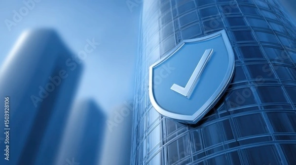 Obraz Corporate governance icon concept featuring a shield icon within a structured framework representing business integrity and security