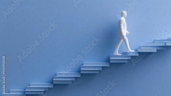 Obraz Corporate ladder icon concept representing clean linear stairs symbolizing career progression in professional environment