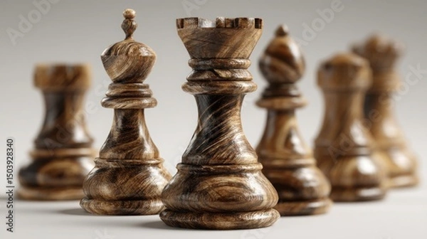 Obraz Corporate strategy icon concept featuring minimal illustration of chess pieces representing strategic business planning