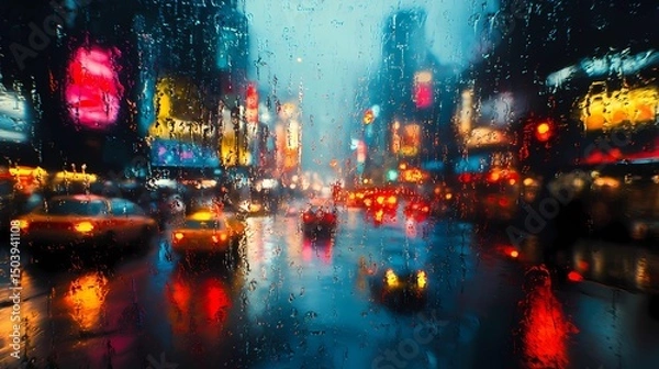 Fototapeta Moist glass surface showing fine water droplets, great for ambient visuals, steamy mood content, and soft focus design elements.