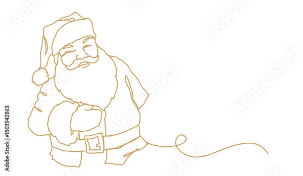 Obraz Continuous one line art drawing a santa claus giving a thumbs up design vector illustration.