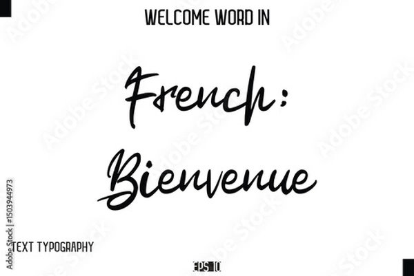 Fototapeta French: Bienvenue    --Welcome Word Cursive Typography Text
