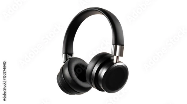 Fototapeta Soundwave Oasis: A sleek black headphone is centered on the canvas, ready to envelope your ears with audio.