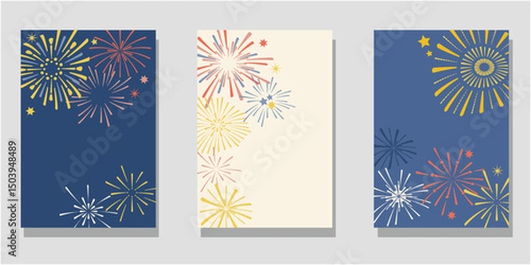 Obraz Summer fire work illustration. set of template decoration with colorful fire works. Vector illustraiton.