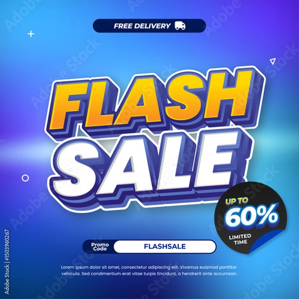 Fototapeta Shopping Flash Sale discount deals with Dynamic mix Blue cyan Purple gradient Editable text memphis style Promotion marketing banner
