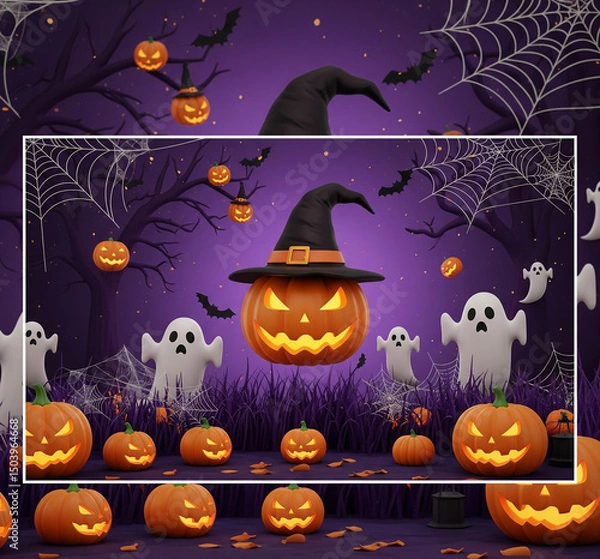 Obraz halloween background with pumpkins
