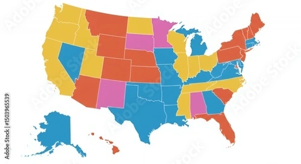 Obraz United States Map: Color-Coded State Data Visualization
