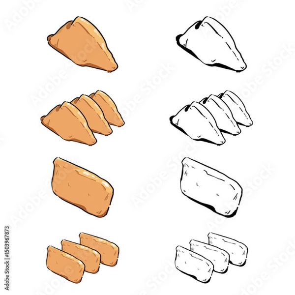 Fototapeta 手書き_いなり寿司_ベクター素材_セット_03