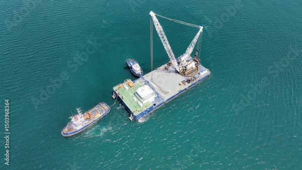 Obraz Aerial drone photo of Elefsina shipyard and refinery in West Attica, Greece