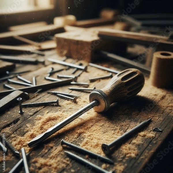 Fototapeta screwdriver on workbench