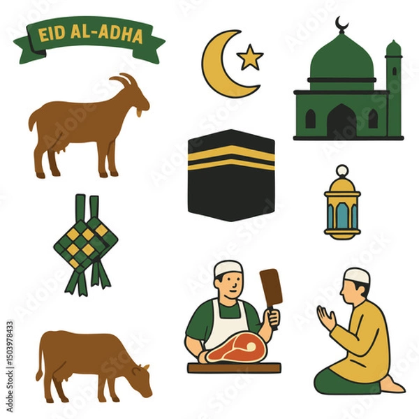 Obraz Eid al Adha Vector Elements. Islamic and Traditional Theme