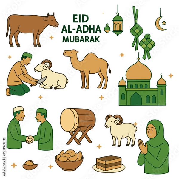 Obraz Eid al Adha Vector Elements. Islamic and Traditional Theme