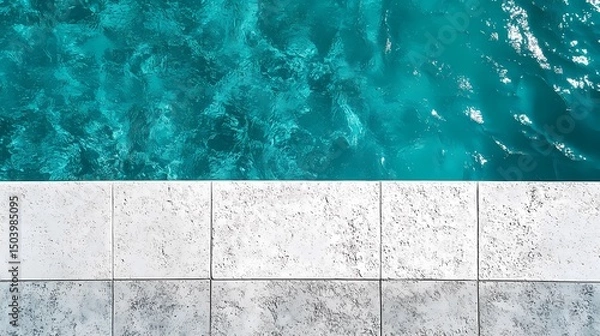 Fototapeta Underwater pool tile texture with moving reflections, great for luxury visuals, resort promotions, and calm aqua aesthetics.