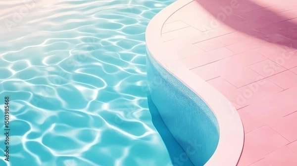 Fototapeta Underwater pool tile texture with moving reflections, great for luxury visuals, resort promotions, and calm aqua aesthetics.