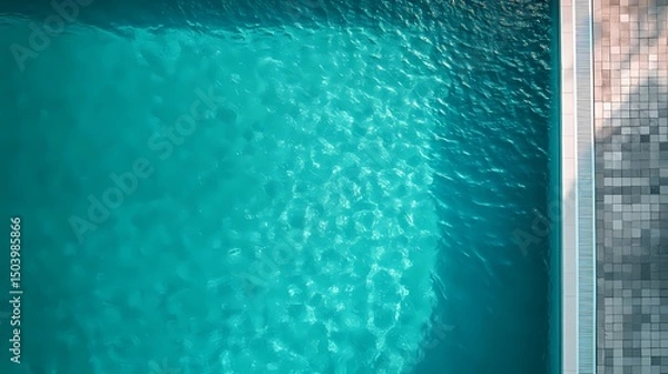Fototapeta Underwater pool tile texture with moving reflections, great for luxury visuals, resort promotions, and calm aqua aesthetics.