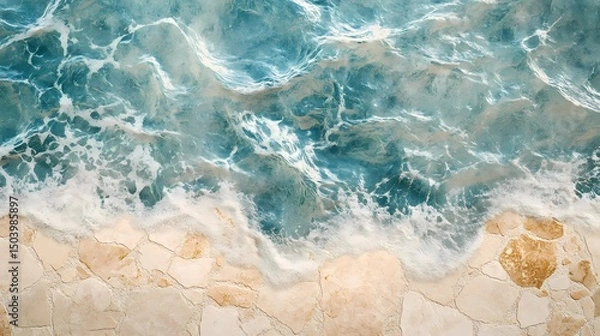 Fototapeta Underwater pool tile texture with moving reflections, great for luxury visuals, resort promotions, and calm aqua aesthetics.