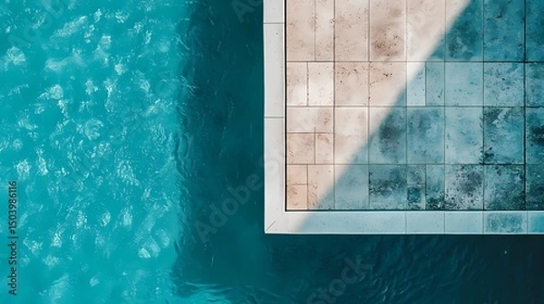Fototapeta Underwater pool tile texture with moving reflections, great for luxury visuals, resort promotions, and calm aqua aesthetics.
