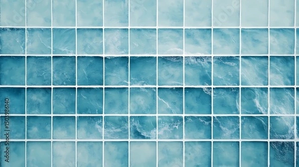 Fototapeta Underwater pool tile texture with moving reflections, great for luxury visuals, resort promotions, and calm aqua aesthetics.