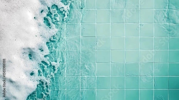 Fototapeta Underwater pool tile texture with moving reflections, great for luxury visuals, resort promotions, and calm aqua aesthetics.