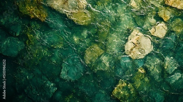 Fototapeta Underwater pool tile texture with moving reflections, great for luxury visuals, resort promotions, and calm aqua aesthetics.