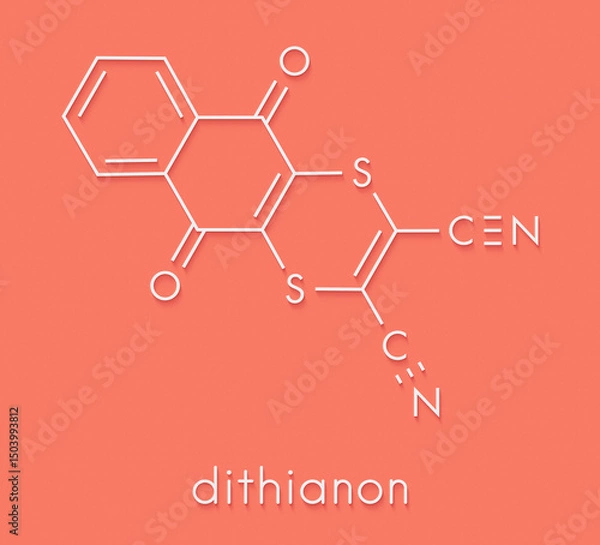 Fototapeta Dithianon fungicide molecule. Skeletal formula.