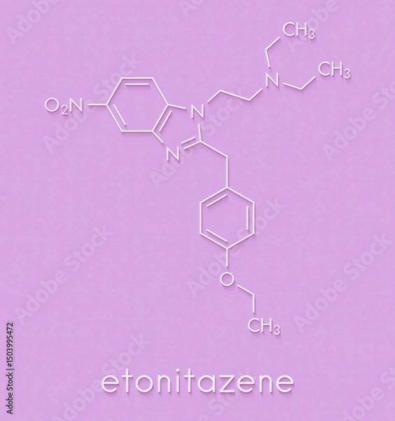 Fototapeta Etonitazene synthetic opioid drug molecule. Skeletal formula.