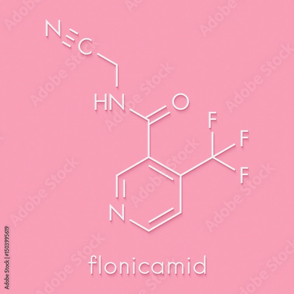 Fototapeta Flonicamid selective insecticide molecule. Skeletal formula.