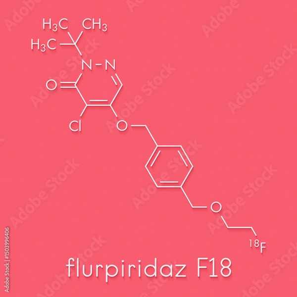 Fototapeta Flurpiridaz (18F) radiopharmaceutical drug molecule. Skeletal formula.