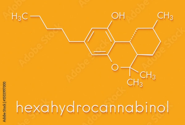 Fototapeta Hexahydrocannabinol (HHC) semi-synthetic cannabinoid drug molecule. Skeletal formula.
