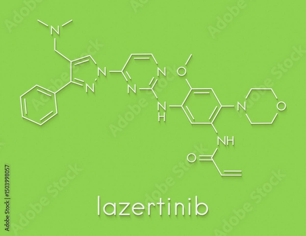 Fototapeta Lazertinib cancer drug molecule. Skeletal formula.
