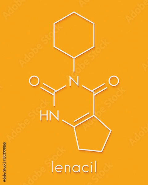 Fototapeta Lenacil herbicide molecule. Skeletal formula.