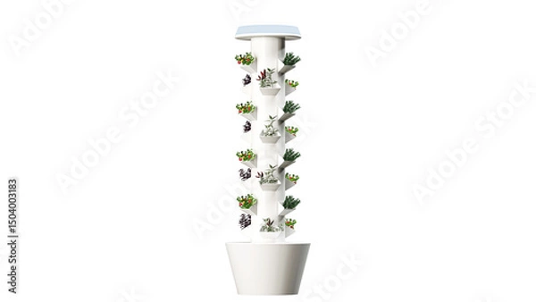 Fototapeta Vertical Hydroponic Column System for Indoor or Urban Farming, Isolated
