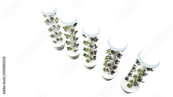 Fototapeta Vertical Hydroponic Column System for Indoor or Urban Farming, Isolated