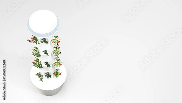 Fototapeta Vertical Hydroponic Column System for Indoor or Urban Farming, Isolated