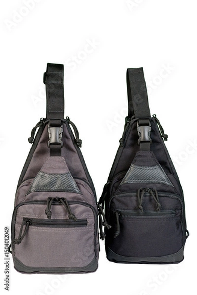 Obraz Unisex cross body bag with a large number of compartments and pockets.