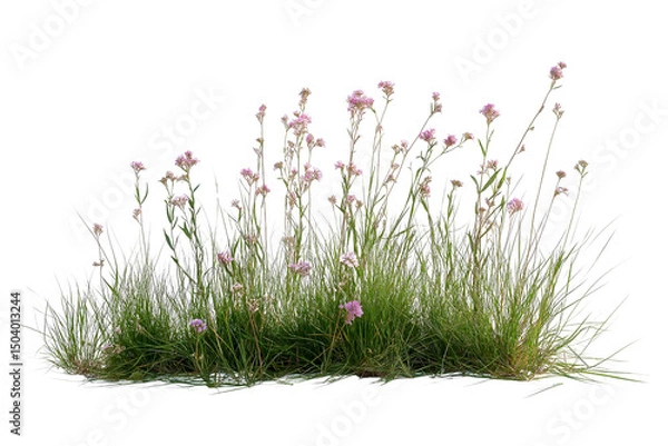 Obraz Meadow Grass with Wildflowers Isolated Background