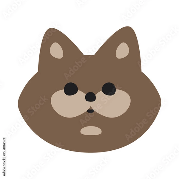 Obraz Cute face cat avatar. Isolated on white background. Universal print for printing, mosaic, puzzles and machine embroidery. Animal full face, funny pictogram. Vector illustration.