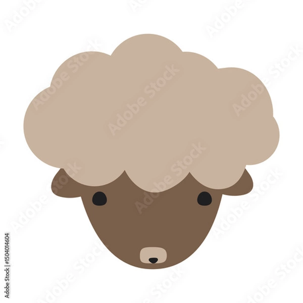 Obraz Cute sheep  face avatar. Isolated on white background. Universal print for printing, mosaic, puzzles and machine embroidery. Animal full face, funny pictogram. Vector illustration.