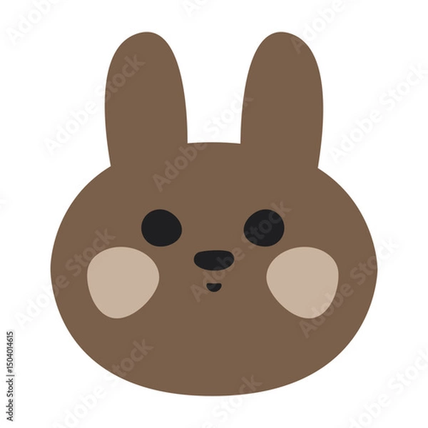 Obraz Cute bunny face avatar. Isolated on white background. Universal print for printing, mosaic, puzzles and machine embroidery. Animal full face, funny pictogram. Vector illustration.