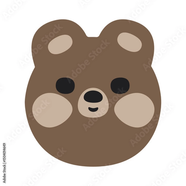 Obraz Cute beer face avatar. Isolated on white background. Universal print for printing, mosaic, puzzles and machine embroidery. Animal full face, funny pictogram. Vector illustration.