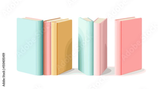 Fototapeta Collection of Colorful Pastel Books Stacked Together on a Clean White Background