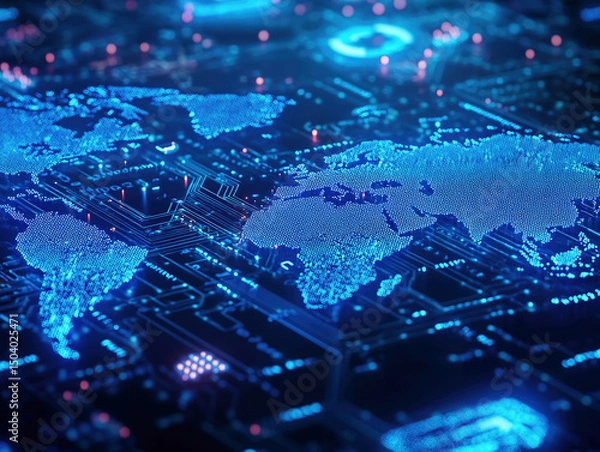 Obraz Tech-Themed Illustration of Global Data Protection for NATO 2025