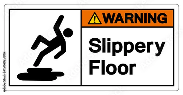Fototapeta Warning Slippery Floor Symbol Sign,Vector Illustration, Isolate On White Background Label.EPS10