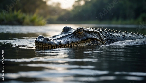 Fototapeta Crocodile Emerging from River
