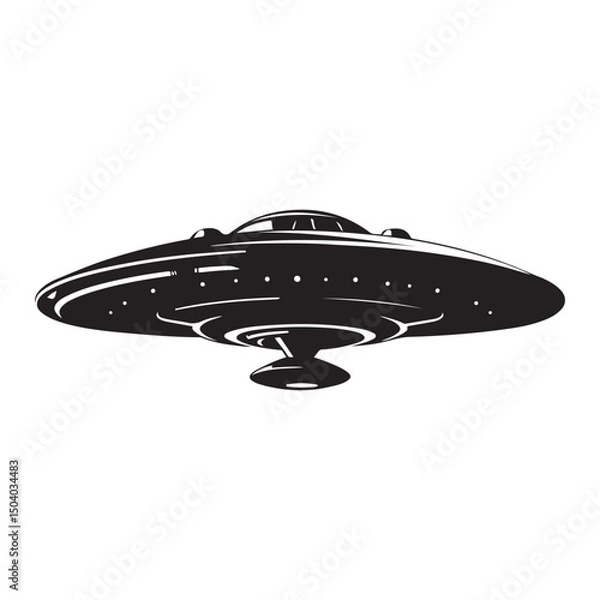 Fototapeta Alien Ship isolated vector black silhouette