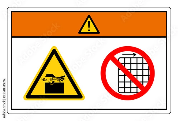 Fototapeta Warning Moving Saw Blade On Swing Machine Can Cut Do Not Remove Guard Symbol Sign, Vector Illustration, Isolate On White Background Label.EPS10