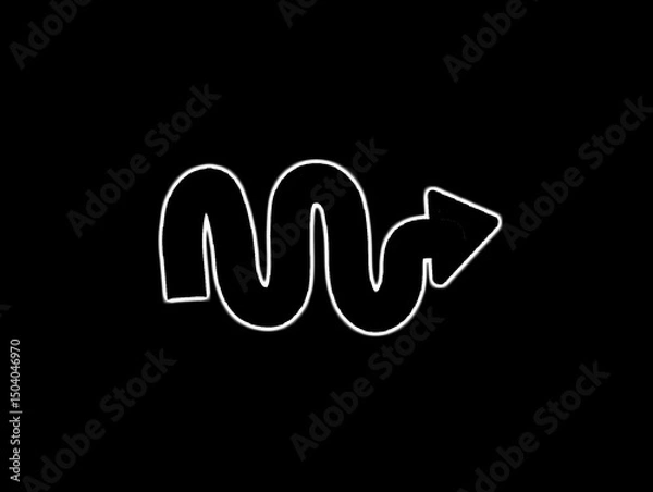 Obraz The black background in the image is an illustration of a curved arrow pointing to the right. It is used only as a sign to indicate the right direction. It is also a colorful illustration.