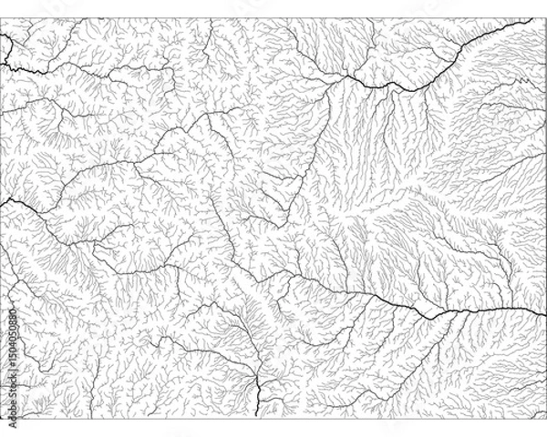 Fototapeta Minimalist River Map of Colorado, USA: Detailed Hydrographic Network & Waterways. Black Lines on Transparent Background with State Outline. Vector Art for GIS, Cartography, Education, Design & Stock