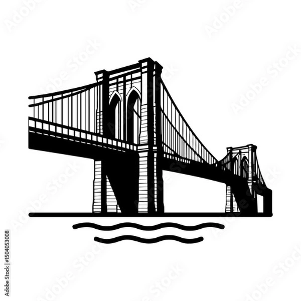 Fototapeta Brooklyn Bridge icon with transparent background New York City landmark suspension bridge symbol