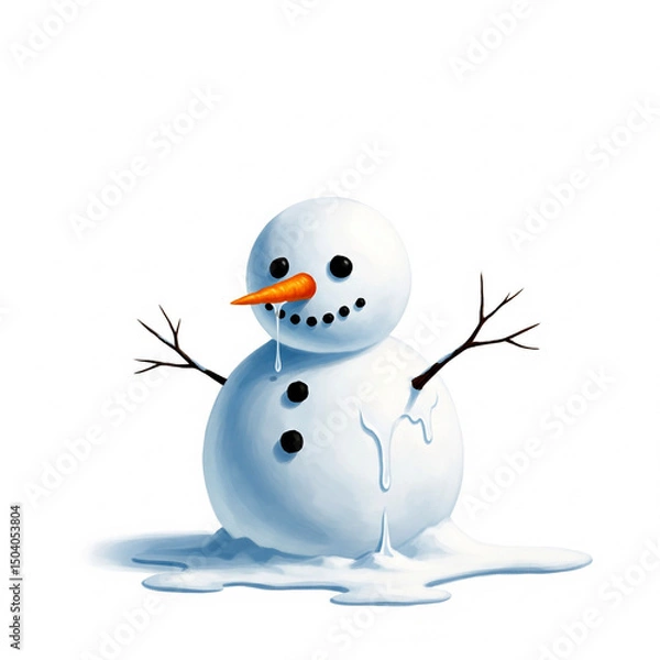 Obraz melting snowman on white background